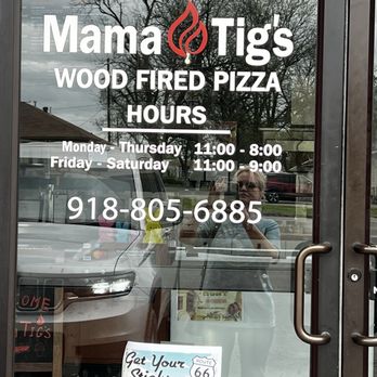 Mama Tigs Wood Fired Pizza - Front door - Pizza Near Me - Stigler, Oklahoma