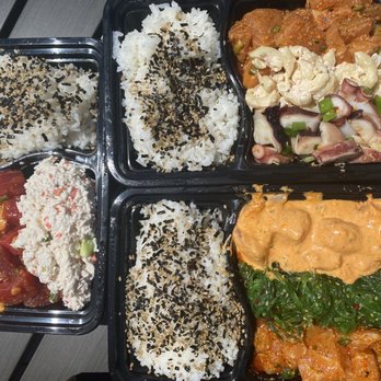 Seattle Fish Guys - Spicy tuna, salmon, ahi tuna, and octopus poke Insta @main_guy_eats - Seafood Markets Near Me - Seattle, Washington
