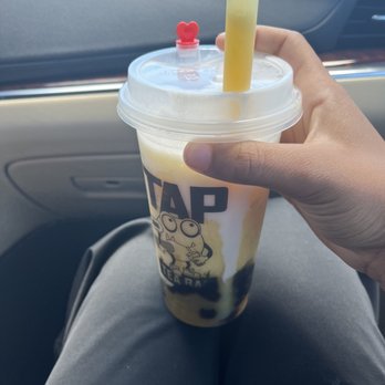 Tap Tea Bar - Mango and lemon slush with tapioca and foam and lemon poppers - Bubble Tea Near Me - Wilmington, North Carolina Tap Tea Bar - Mango and lemon slush with tapioca and foam and lemon poppers - Bubble Tea Near Me - Wilmington, North Carolina