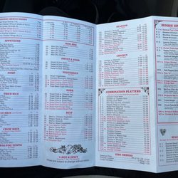 Number One Chinese Restaurant - Back of Menu