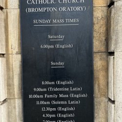 The London Oratory - Service schedule