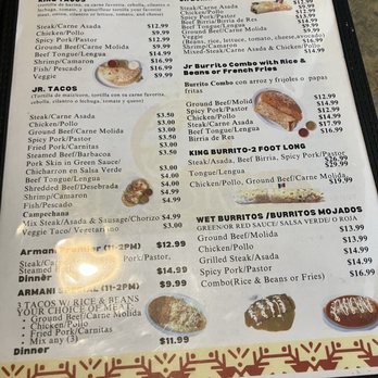 Taco King - One page of menu - Mexican Near Me - Greenacres, Florida