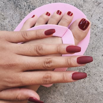 Captivate Nail Spa - coffin (or ballerina) shaped nails, the color #478 with a matte top coat - Nail Salons Near Me - Fullerton, California