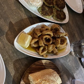 9 Muses - Zuccini cakes and sautéed calamari - Greek Near Me - Chicago, Illinois