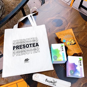 Presotea - Gift bag on soft opening event for influencers | IG: happyfoodieoc - Bubble Tea Near Me - Anaheim, California