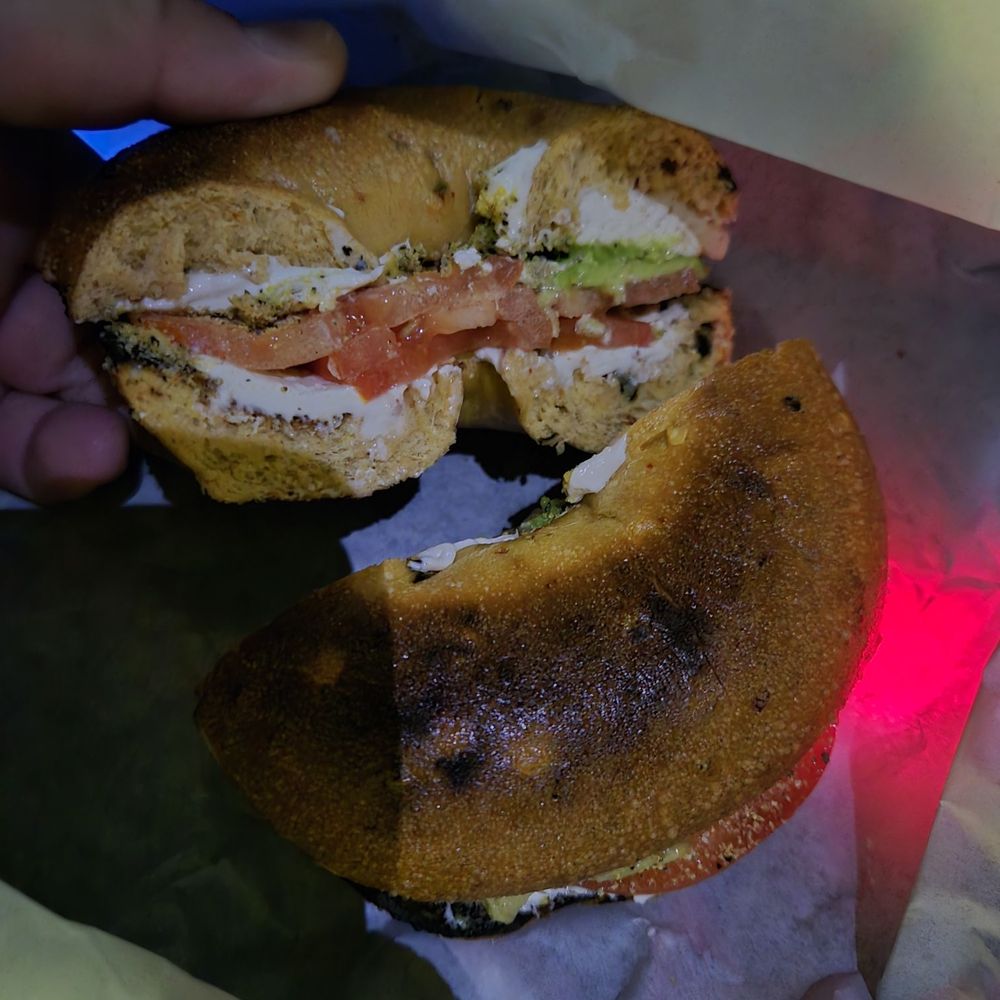 #12 palm spring on a jalapeño bagel I went the next day to get another one. #12 palm spring on a jalapeño bagel I went the next day to get another one.