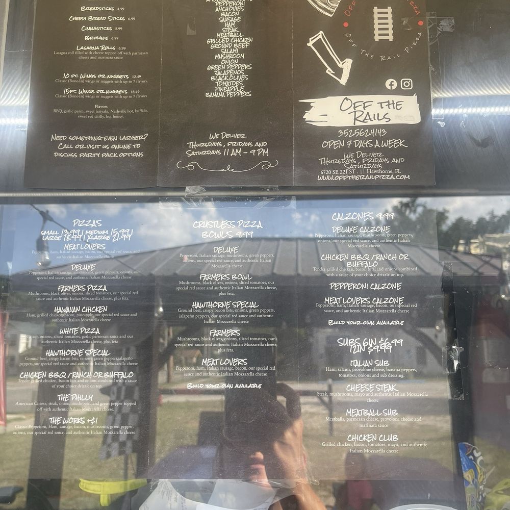 Off The Rails Pizza - Menu - Food Trucks Near Me - Hawthorne, Florida Off The Rails Pizza - Menu - Food Trucks Near Me - Hawthorne, Florida