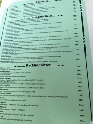 Menu photo 1 Spice Corner Fredhäll, AB