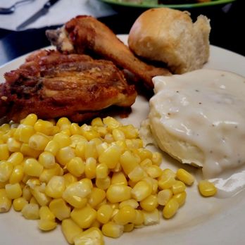 Miracle Cafe - Fried chicken, corn, mashed potatoes and gravy, and a roll. - Restaurants Near Me - Reading, Kansas Miracle Cafe - Fried chicken, corn, mashed potatoes and gravy, and a roll. - Restaurants Near Me - Reading, Kansas