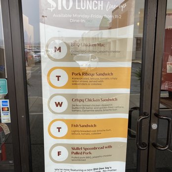 Dee Jay's BBQ Ribs & Grille - Collier - Lunch specials posted on the door as you walk in . . . - Barbeque Near Me - Bridgeville, Pennsylvania