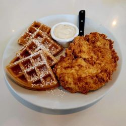 Chicken and waffles, so good!!