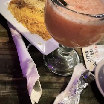 PV'S Fresh Grill & Tequila - Strawberry margarita and Chile Relleños in the back - Mexican Near Me - Fontana, California PV'S Fresh Grill & Tequila - Strawberry margarita and Chile Relleños in the back - Mexican Near Me - Fontana, California
