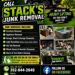 Stack's junk removal - Junk stacking up call stack's junk removal 352-844-2640