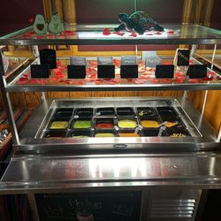 Moreno's - The salsa bar, 18 items on this bar. Everyone of them homemade by the owner chef Eric.