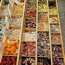Variety of tumbled stones and crystals