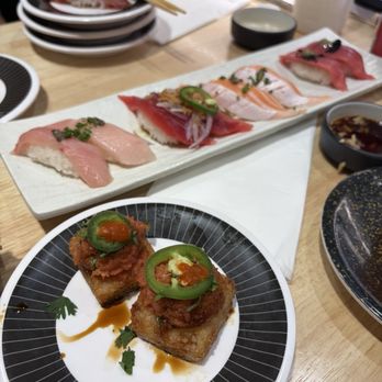 Sushi REV - Toro Nigiri, Fried Rice on tuna - Sushi Bars Near Me - Irvine, California Sushi REV - Toro Nigiri, Fried Rice on tuna - Sushi Bars Near Me - Irvine, California