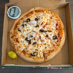Papa Johns Pizza - Canadian Bacon, Black Olives and Onions Pizza