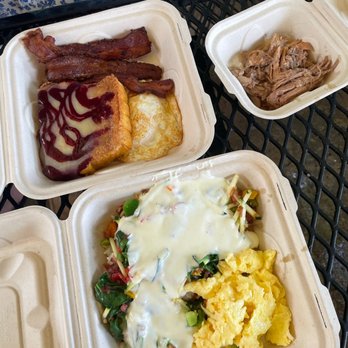 Anuenue Cafe - Surfer's bowl and french toast with a side of pork - Cafes Near Me - Koloa, Hawaii