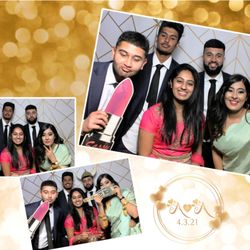 Perfect Pixel Photo Booth - gold white geometric backdrop mirror photo booth rental Elk Grove