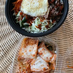 Palmi Korean Cuisine & Teriyaki - Bibimbap (top) Kimchi (bottom)