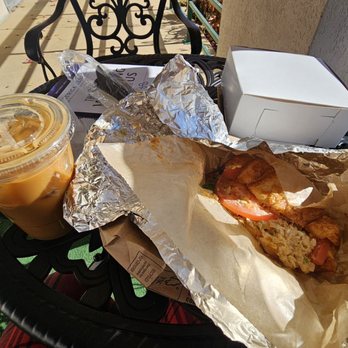 Roggenart European Bakery, Bistro & Cafe - Chicken salad croissant and hazelnut iced latte - Bakeries Near Me - Columbia, Maryland