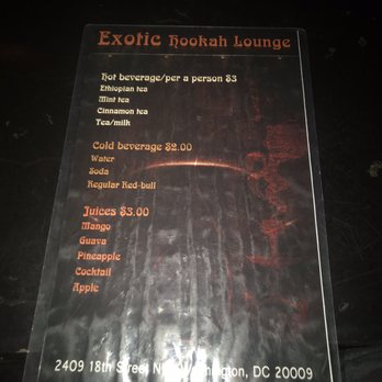 Exotic Hookah Lounge - Menu - Hookah Bars Near Me - Washington, DC, District of Columbia