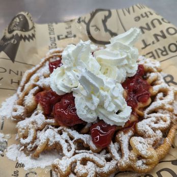 Alaska State Fair - Strawberry Funnel Cake, $11 - Festivals Near Me - Palmer, Alaska
