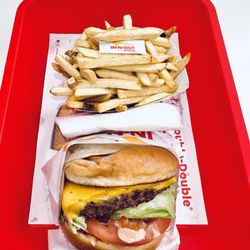 In-N-Out Burger - Cheeseburger (with onions) and French Fries!