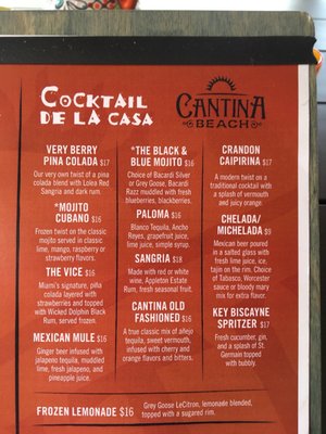 Menu photo 5 Cantina Beach Key Biscayne, FL