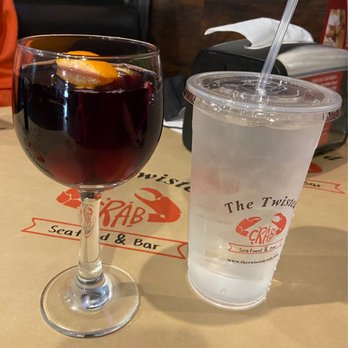 The Twisted Crab - Gotta stay hydrated! LoL Red Sangria and Water! - Cajun/Creole Near Me - Chesapeake, Virginia