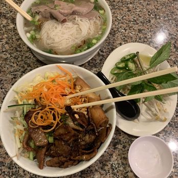 King Noodle - Top: P1 eye of round steak Bottom: B3. Vermicelli Charbroiled Pork - Sushi Bars Near Me - Cedar Park, Texas