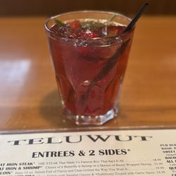 Teluwut Grille House & Pub - Bourbon Smash (cranberry, bourbon, simple syrup, limes, and mint leaves)