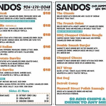 Sandos Eatery - Menu - Sandwiches Near Me - Marquette, Michigan