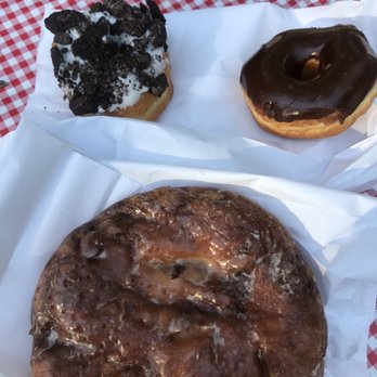 Wake N Bake Donuts - Cookies & Cream, Chocolate Iced, and a Blueberry Fritter as big as my head - Donuts Near Me - Carolina Beach, North Carolina Wake N Bake Donuts - Cookies & Cream, Chocolate Iced, and a Blueberry Fritter as big as my head - Donuts Near Me - Carolina Beach, North Carolina