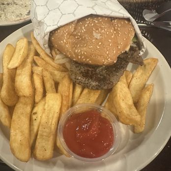 Fattoush Mediterranean Kitchen - Ribeye steak sandwich with thick potato fries - Mediterranean Near Me - Pantego, Texas
