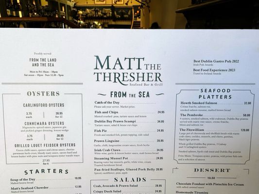 Menu photo 3 Matt The Thresher Dublin, D Menu photo 3 Matt The Thresher Dublin, D