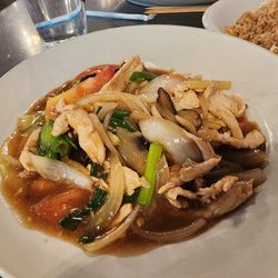Bland ginger chicken. It was not good at all.