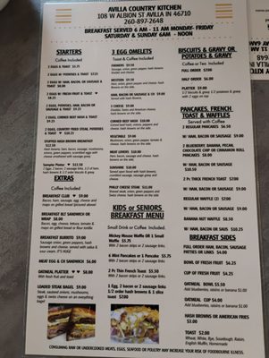 Menu photo 1 Avilla Country Kitchen Avilla, IN