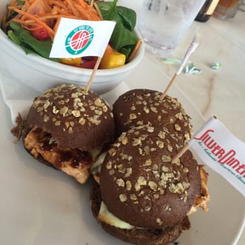Silver Diner - Salmon sliders, with dry, crusty buns. Buns make a slider. Also, uninspired. - Diners Near Me - Springfield, Virginia Silver Diner - Salmon sliders, with dry, crusty buns. Buns make a slider. Also, uninspired. - Diners Near Me - Springfield, Virginia