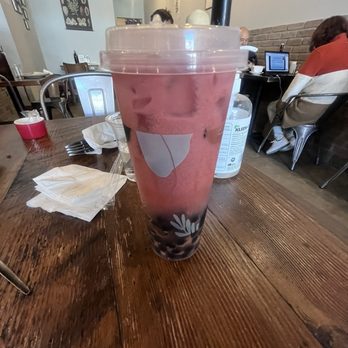 Hide Out Cafe - Starwberry Milk with oat milk and boba - Cafes Near Me - Rowland Heights, California