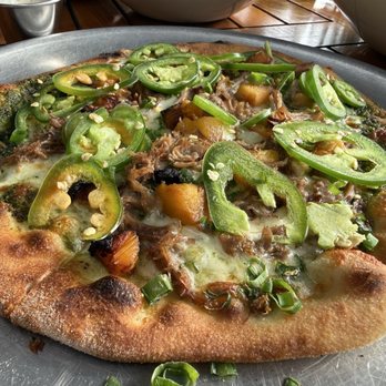 Monkeypod Kitchen - Kahlúa pork and pineapple pizza OO Italian flour. - Hawaiian Near Me - Kapolei, Hawaii
