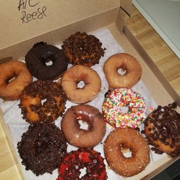 A variety of their donut flavors.
