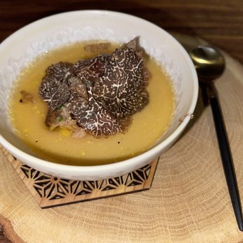 Akikos - Chawanmushi - egg custard, lobster, duck liver, black truffle - Sushi Bars Near Me - San Francisco, California Akikos - Chawanmushi - egg custard, lobster, duck liver, black truffle - Sushi Bars Near Me - San Francisco, California