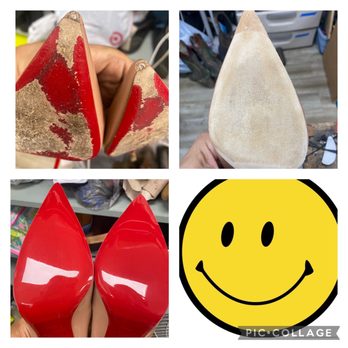 Smile Shoe Repair - CHRISTIAN LOUBOUTIN SHOES fixed toe and add red glossy sole. - Shoe Repair Near Me - Sarasota, Florida Smile Shoe Repair - CHRISTIAN LOUBOUTIN SHOES fixed toe and add red glossy sole. - Shoe Repair Near Me - Sarasota, Florida