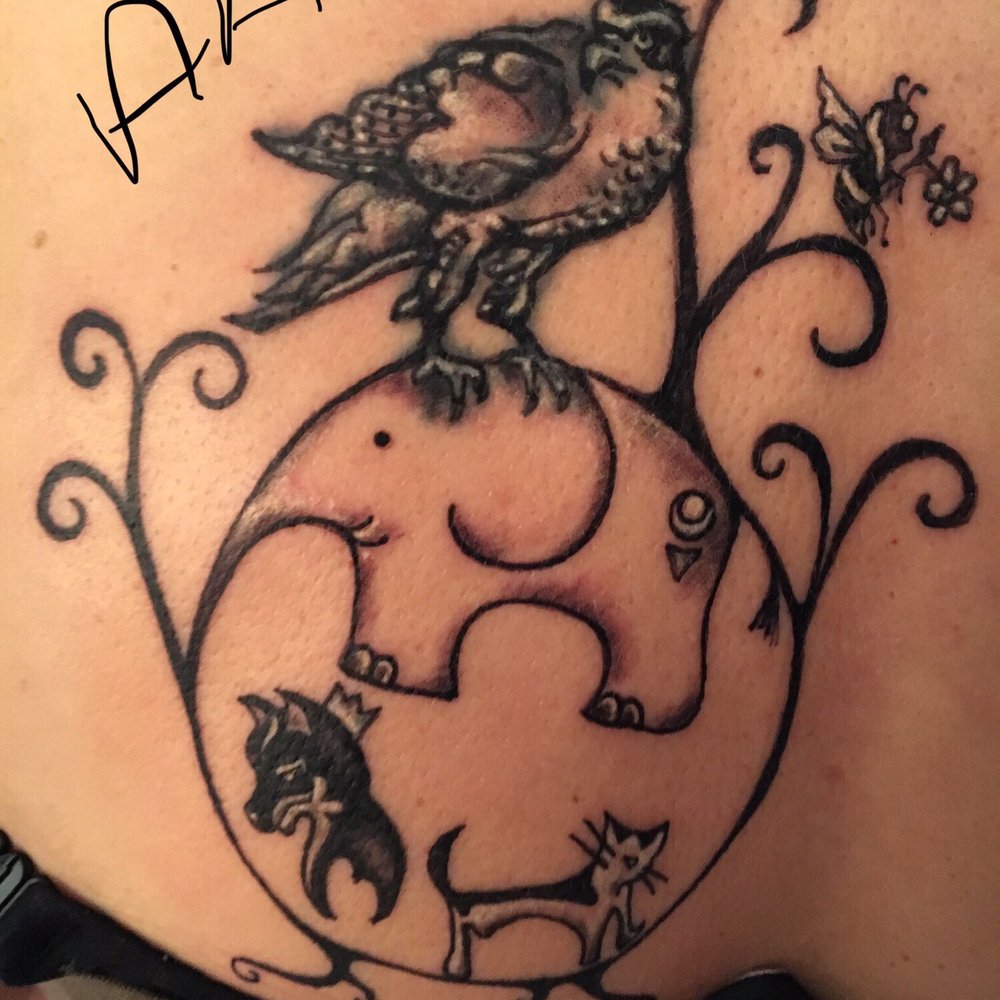 Fine Line Tattoo Studio - Custom design enhanced by the amazing Melissa Stolzman. - Tattoo Near Me - Deep River, Connecticut Fine Line Tattoo Studio - Custom design enhanced by the amazing Melissa Stolzman. - Tattoo Near Me - Deep River, Connecticut