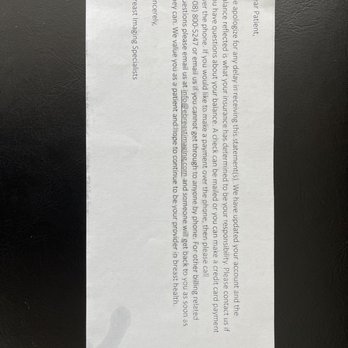 Breast Imaging Specialists - The note to apologize for the delay in billing (work until in 2019, and billed in 2021) - Diagnostic Imaging Near Me - Los Gatos, California