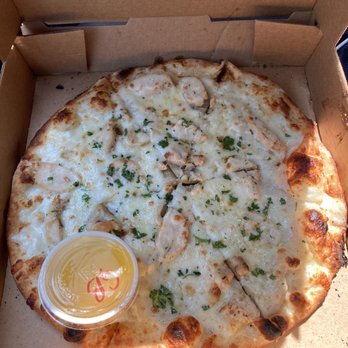 Stone Fired Pizza - Chicken Alfredo pizza with a side of garlic butter - Pizza Near Me - Edgewood, Florida