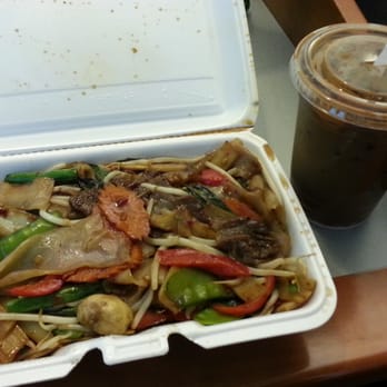 Pho & Spice - Drunken noodles with a Vietnamese iced coffee - Vietnamese Near Me - Waltham, Massachusetts