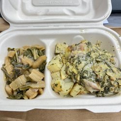 For His Temple Family Foods - Chicken w/ Spinach and Artichoke Roasted Potatoes Bok Choy