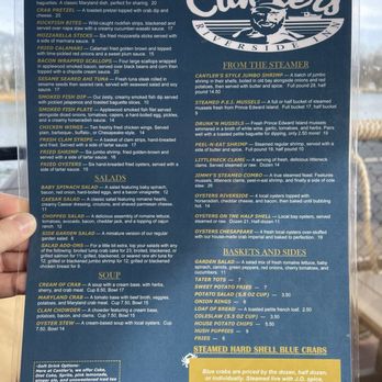Cantler's Riverside - Menu front - Seafood Near Me - Annapolis, Maryland